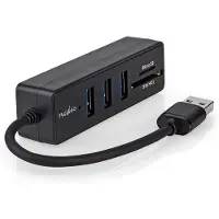 Nedis USB hub USB A mannelijk 3x USB A vrouwelijk - 5-poorts poort(en), USB 3.2 Gen 1, voeding via USB, 5 Gbps, SD & MicroSD