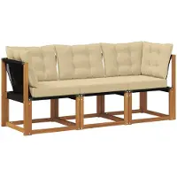 vidaXL 3 st Outdoor Midden- en Hoekbank Naturel