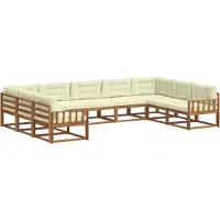 vidaXL Buiten bank set met kussen 9 pcs Natuurlijk en Crème