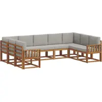 vidaXL Buiten bank set 9 st Natuurlijk en Licht Grijs