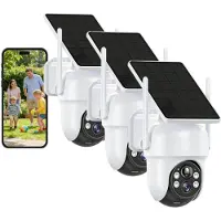 IeGeek TWUFY Q04 Solocamera - 4MP Draadloze Beveiligingscamera voor Buiten - 360° Dekking - Geïntegreerd Zonnepaneel - AI-Bewegingsdetectie - Bundelvoordeel - 3 Stuks