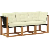 vidaXL Outdoor Midden- en Hoekbank met kussen 3 Stuk Naturel