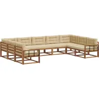 vidaXL Buiten bank set 9 st Natuurlijk en Beige