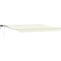 vidaXL Handbediende luifel met LED's Crème en Wit 4 × 3 m