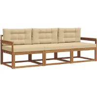 vidaXL Buiten bank set 3 st Natuurlijk en Beige
