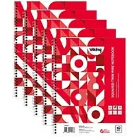Viking Collegeblok A4+ Geruit Dubbeldraads Zijgebonden Soepele kaft Geperforeerd 160 Pagina's 5 Stuks à 80 Vellen
