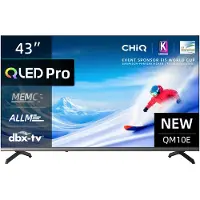 Chiq U43QM10E 43 inch 4K Ultra HD QLED smart tv met smart Google TV, HDR10, VRR & ALLM, ultradun metaalrandloos ontwerp, Dolby Audio, triple tuner (DVB-C/T/T2/S/S2) en dual-band wifi.