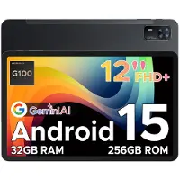 Doogee Tab E3+ Android 15, 12 inch FHD+ tablet met SIM-kaartsleuf, octa-core Helio G100, 90 Hz gaming, 32 GB+256 GB/2 TB, 8800 mAh, 7,5 mm ultradun, quad-luidsprekers, gezichtsidentificatie, zwart