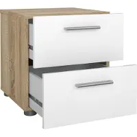 Tvilum Pepe nachtkastje 2 lades eikenstructuur decor, wit hoogglans.