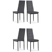 Loft 24 Becca-Eetkamerstoel - Set van 4 - Antraciet Fluweel