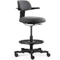 Hjh OFFICE Werkstoel / balie stoel TOP WORK 40 Zitting stof / rugleuning stof donkergrijs