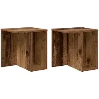 vidaXL Bijzettafel 2 st Oudhout 37 x 32 x 40 cm Bewerkt hout