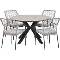 Garden Impressions Ross tuinset sand 5-delig - Tulli tuintafel light teak look Ø122 cm