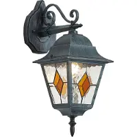 QAZQA Vintage buiten wandlantaarn zwart met antiek groen IP44 - Antigua Down