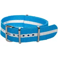 Kaiser Premium Sky Blue White - Nato strap 22mm - Stripe - Horlogeband Blauw Wit