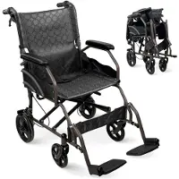 Mobiclinic Opvouwbare rolstoel , zitbreedte 46 cm, afneembare, inklapbare rugleuning en voetsteun, beklede armleuningen, zwart. Kefrén