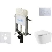Kielle Genesis New - Voorwandinbouwset,Nefia toilet, Vortex Rimless+, softclose zitting en Gemini New II knoppen, glanzend chroom 30528SZ50
