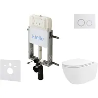 Kielle Genesis New - Voorwandinbouwset, Vortex toilet, Rimless+, softclose zitting en Gemini New II knoppen, glanzend wit/chroom 30528SZ31