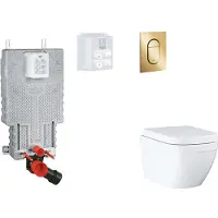 GROHE Uniset - Set voorwandinstallatie, toilet, SoftClose zitting en Arena Cosmopolitan S knop, Triple Vortex, Cool Sunrise SANI15BB4110