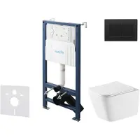 Kielle Genesis New - Voorwandinbouwset, Arkas I toilet, Vortex Rimless+, softclose zitting en Gemini New III knoppen, matzwart 30528SS81