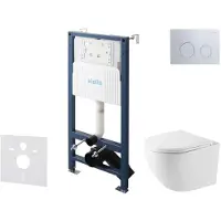 Kielle Genesis New - Voorwandinbouwset, Oudee compact toilet, Vortex Rimless+, softclose zitting en Gemini New II drukknop, glanzend chroom 30528SS41