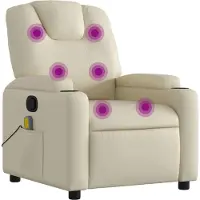 Syfax Massagestoel van kunstleer in crèmekleur
