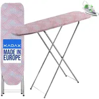 Kadax Strijkplank met vak, 104 x 30 cm stoomstrijkplank met uittrekbaar strijkplank, compact stoomstrijkstation met schuimstofbasis (perzik)