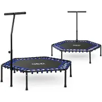 Neo-Sport fitnesstrampoline met handvat 127 cm - zeshoekig blauw
