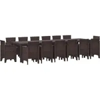 vidaXL Tuin Eettafel Set 15 st Bruin Polt riet