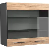 Vicco Fame-Line Glazen keukenkast – 80 cm Krachtige eik goud
