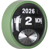 Karlsson Wandklok Round Flip - Jungle groen - 11x32.6x32.6cm - Wandklok Scandinavisch
