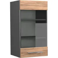 Vicco Fame-Line Glazen keukenkast – 40 cm Krachtige eik goud