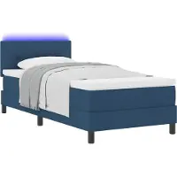 vidaXL Boxspring bed met LED-stripverlichting Blauw 90 x 200 cm Stof