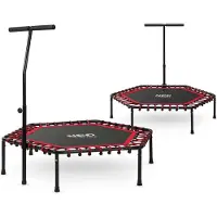 Neo-Sport fitnesstrampoline met handvat 127 cm - zeshoekig rood