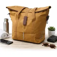 Basil City - Fietshandtas - 8-11 Liter - Voorop/Achterop - Bruin - Waterafstotend - Reflectiedetails