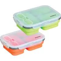 Klausberg KB-7024 - Siliconen Lunchbox - 3 Compartimenten - Vouwbaar - Veilig voor Magnetron en Vaatwasser