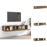 vidaXL Tv-meubelset - 2-delig - Gerookt eiken Tv Meubel Set - Tv Kast - Salon Meubilair - Houten Tv Stand - Modern Tv Meubel