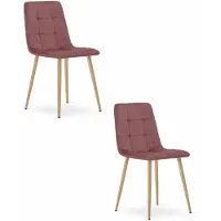 Leobert Kara fauteuil, fluweel, roze, poten met houten uitstraling, set van 2