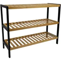 Begryf - Industrieel Schoenenrek - Zwart & Bamboe - 70 cm- 3 lagen