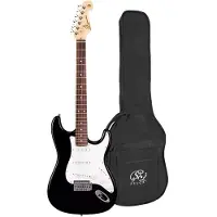 SX Elektrische gitaar - ED1 - ST-model - 3x Single Coil - Vintage Tremolo - 22 frets - Zwart - Inclusief gigbag