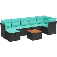 vidaXL 8-delige Loungeset met kussens poly rattan zwart