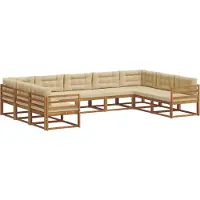 vidaXL Buiten bank set 9 st Natuurlijk en Beige