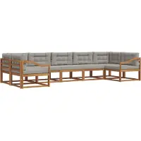 vidaXL Buiten bank set 7 st Natuurlijk en Licht Grijs