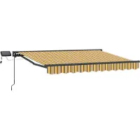 vidaXL Handbediende luifel met LED's Geel, Grijs, Anthraciet 3 x 2,5 m