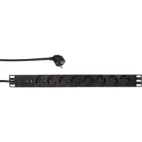 Logilink Professionele PDU8C02: 19-inch stekkerdoos met 8 stopcontacten, voorzien van overspanningsbeveiliging