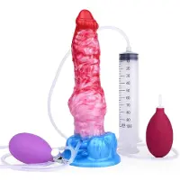 Kiotos Monstar - Big Squirt Cock - Opblaasbare Spuitende Dildo - Rood/Roze/Blauw