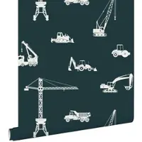 ESTAhome behang voertuigen donkerblauw en wit - 53 cm x 10.05 m - 139265