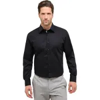Eterna Comfort Fit overhemd zwart klassiek borstzak