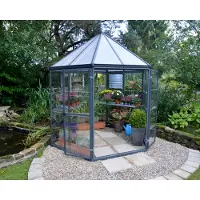 Palram - Canopia Tuinkas Oasis Hexagonaal 8 Ft - Polycarbonaat 10mm - Grijs - 213x247x267cm