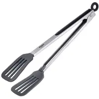 Westmark serveertang, met grote siliconen lepels en rubberen handgrepen, lengte: 34 cm, roestvrij staal/kunststof/siliconen, Comfort Silicone Maxi, zilver/zwart, 16122270